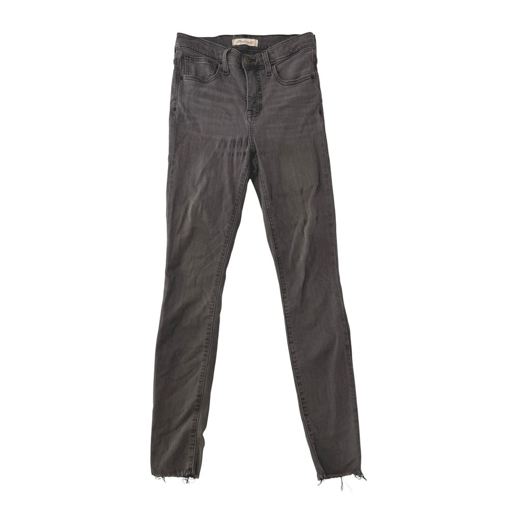 Madewell 9 Mid Rise Skinny Jeans Charcoal Gray Raw Hem Size 26